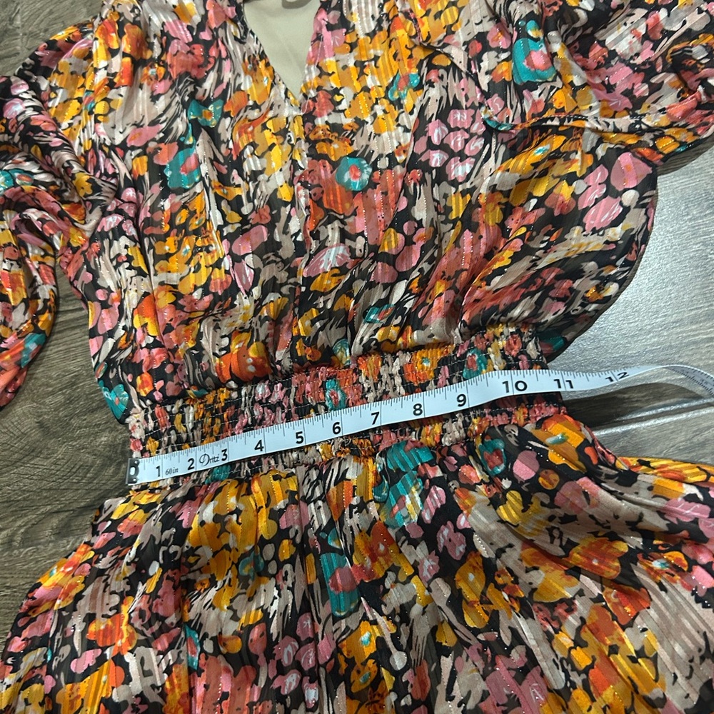 Umgee Women’s Floral Long Sleeve Tie-Neck Dress - Picture 12 of 12